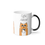 Coffee Addicted Cat Color Morphing Mug, 11oz