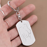 Boobies Engraved Dog Tag Keychain Customized Back