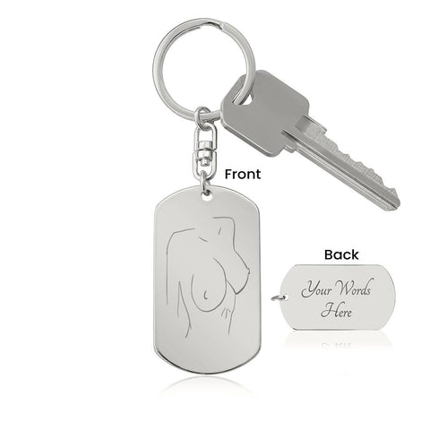 Boobies Engraved Dog Tag Keychain Customized Back