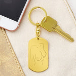 Boobies Engraved Dog Tag Keychain Customized Back