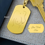 Boobies Engraved Dog Tag Keychain Customized Back