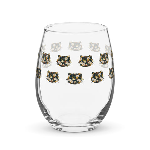 Chrysanthemum Kitty Stemless wine glass