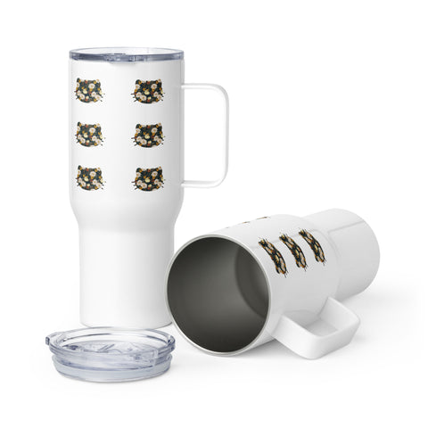 Chrysanthemum Kitty Travel mug with a handle