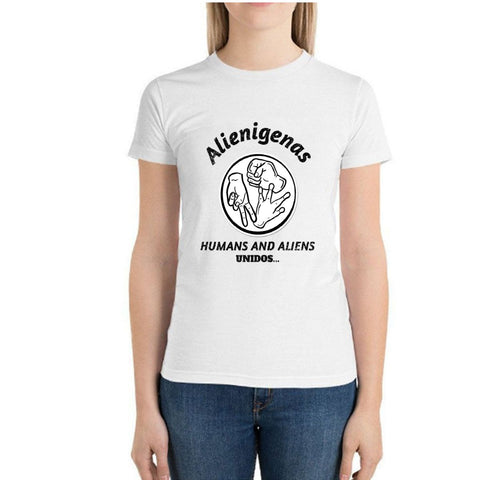 Alienígenas, Humans and Aliens Unidos... Women's Cotton T-shirt