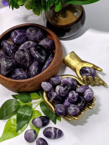 Chevron Amethyst Tumbled Stones