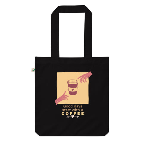 start with coffee Organic fashion tote bag