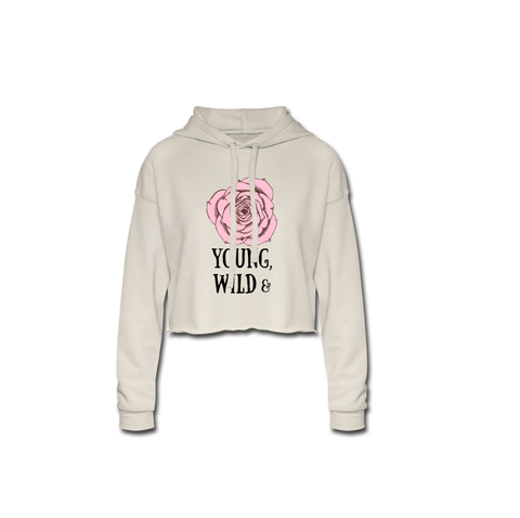 Young & Wild Rose Women's Cropped Hoodie - Lustue